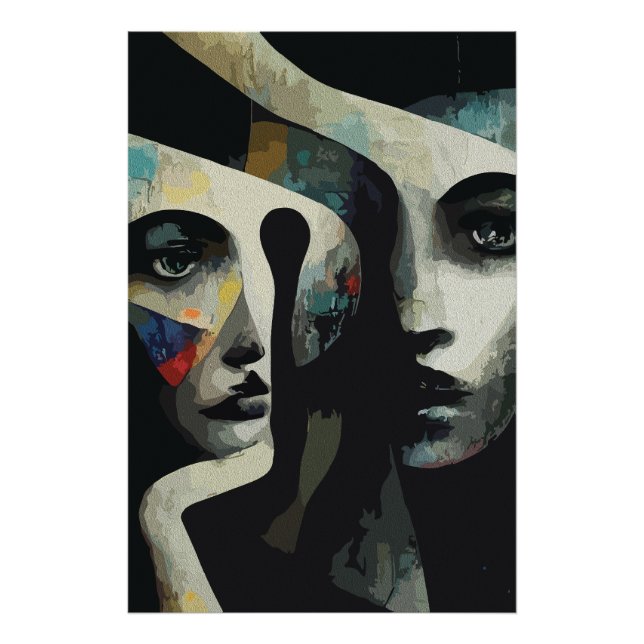Foto Caras abstractas surrealistas entrelazadas (Frente)