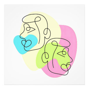Foto Caras Gemelas Coloridas Línea Abstracta