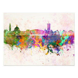Foto Cardiff skyline in watercolor background