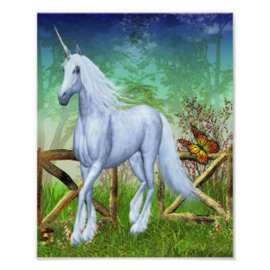 Foto Carne de madera blanca Unicornio Gate Fantasy Hors