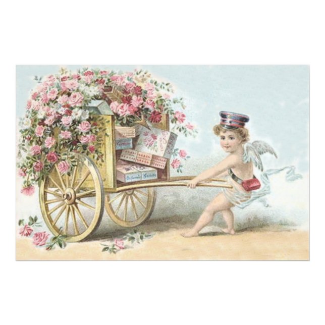 Foto Carro de Caramelo de Rosa de Correo Cupido Querubí (Frente)