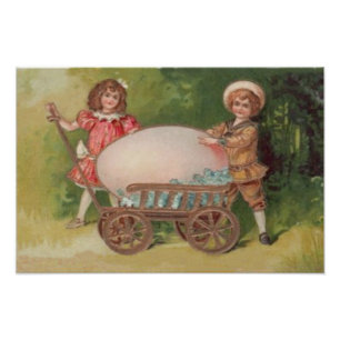 Foto Carro de niños victorianos de Pascua olvida mis no
