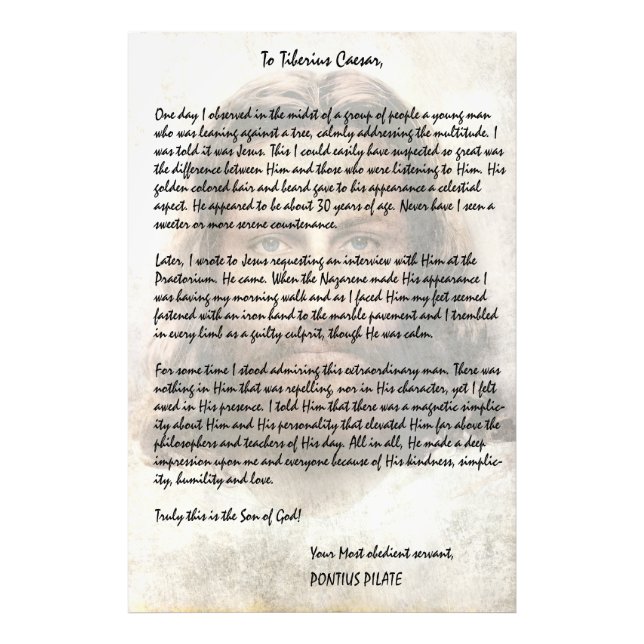 Foto Carta de Pilato al César que describe a Jesucristo (Frente)