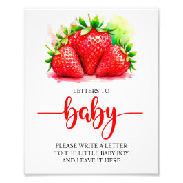 Foto Cartas de Baby Shower de fresa al Rótulo bebé