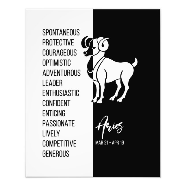Foto Cartel de Aries en blanco y negro (Frente)