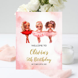 Foto Cartel de bienvenida de cumpleaños Ballerina, Rótu