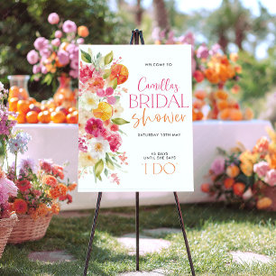 Foto Cartel de bienvenida de ducha nupcial floral de na