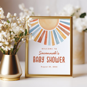 Foto Cartel de bienvenida para baby shower Boho Sunshin