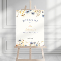 Cartel de bienvenida para baby shower de flor silv