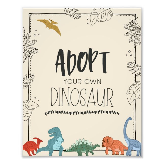 Foto Cartel de cumpleaños de Adoptar tu propio dinosaur (Frente)