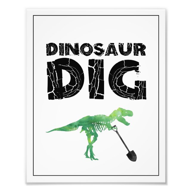 Foto Cartel de cumpleaños Excavación de dinosaurios (Frente)