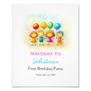 Foto Cartel de cumpleaños número uno de Balloon Buddies