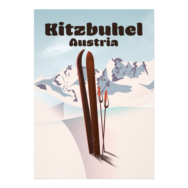 Foto cartel de esquí austriaco de kitzbuhel (Frente)