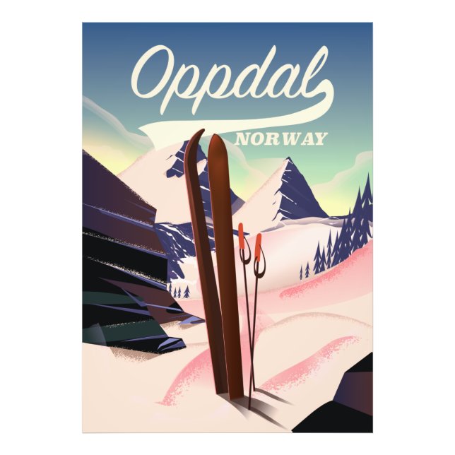 Foto Cartel de esquí de Oppdal Noruega. (Frente)