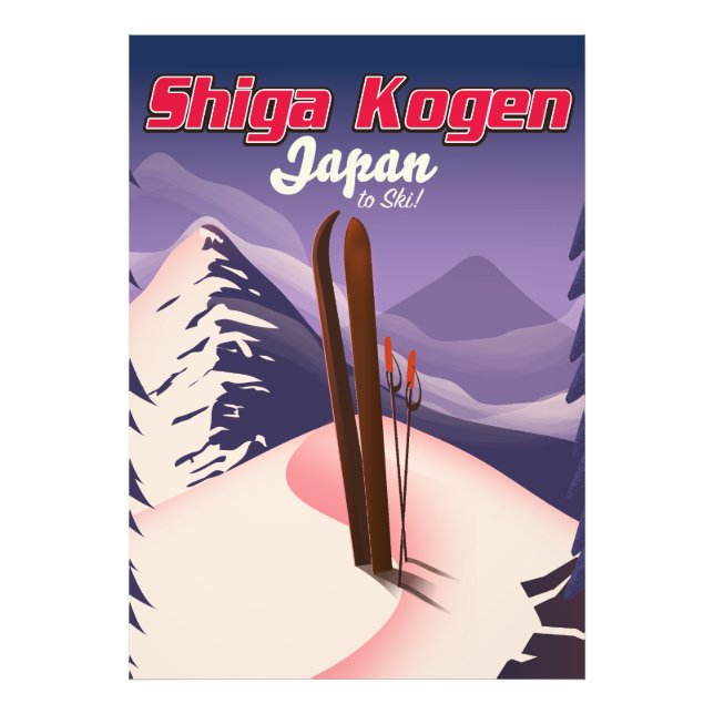 Foto cartel de esquí de shiga kogen japón (Frente)