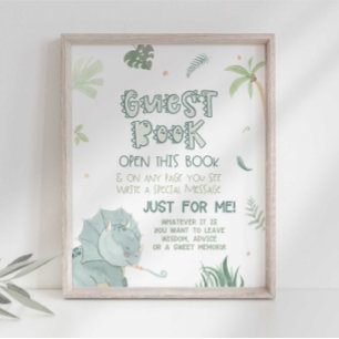 Foto Cartel de fiesta del libro de invitados de dinosau