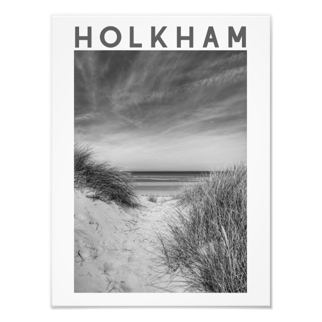 Foto Cartel de Holkham Beach Norfolk en Blanco y Negro (Frente)