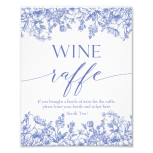 Foto Cartel de juego de regalo de vino floral azul para