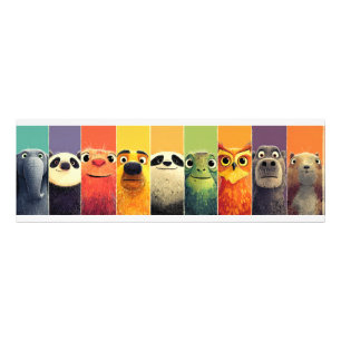 Foto Cartel de Línea de Animales Caprichosos en Color