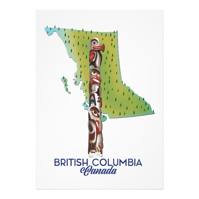 Foto Cartel de mapa de Columbia Británica Canadá. (Frente)