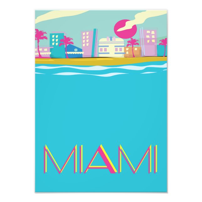 Foto Cartel de Miami Travel de los años 80 (Frente)