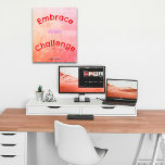 Foto Cartel de nombre personalizado de cita de color po<br><div class="desc">Con un nuevo año universitario y mudándose a una residencia para empezar a vivir por su cuenta, decorar su espacio de dormitorios o encerradores universitarios con este afiche que le anima a aceptar cada desafío, diseñado para inspirarle y motivarle a diario. Personalízalo con tu nombre para un toque único, creando...</div>