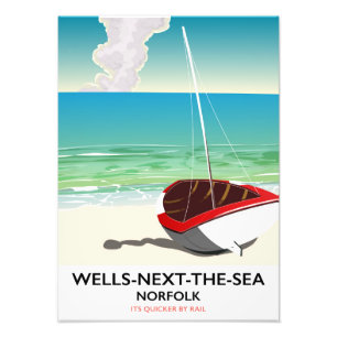 Foto Cartel de viaje a la playa de Wells-next-the-Sea N