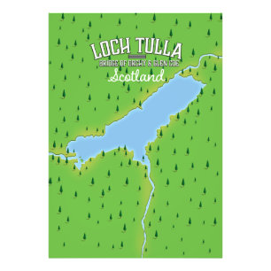 Foto Cartel de viaje a Loch Tulla Escocia Mapa