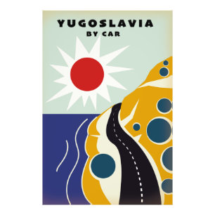 Foto Cartel de viaje antiguo Yugoslavia en coche