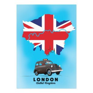 Foto Cartel de viaje con mapa ilustrado de Londres