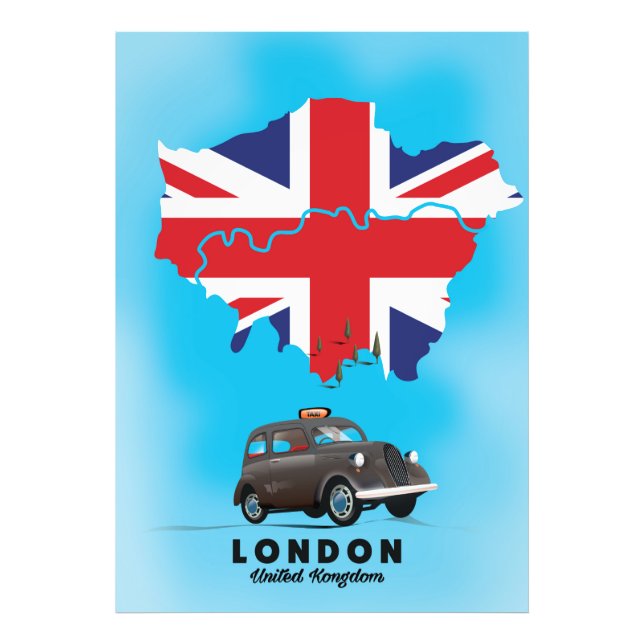 Foto Cartel de viaje con mapa ilustrado de Londres (Frente)
