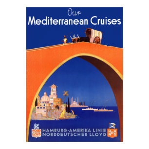 Foto Cartel de Viaje de Cruceros Mediterráneos Vintage