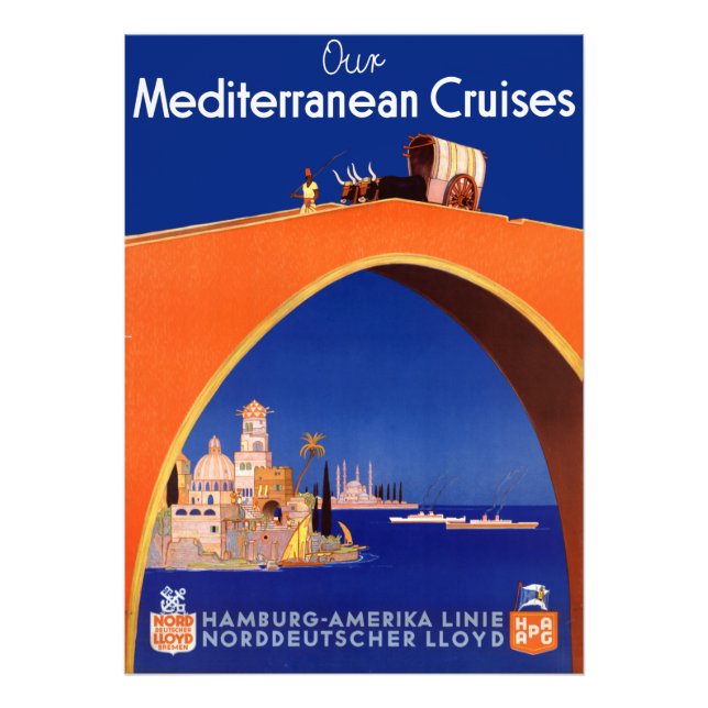 Foto Cartel de Viaje de Cruceros Mediterráneos Vintage (Frente)