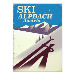 Foto Cartel de viaje de esquí austriaco Alpbach