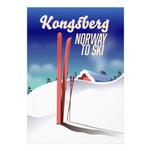 Foto Cartel de viaje de esquí de Kongsberg Noruega.