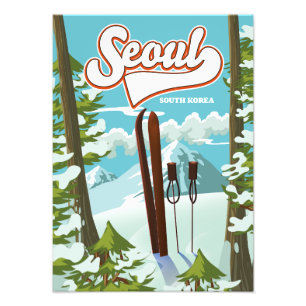 Foto Cartel de viaje de esquí de Seúl Corea del Sur