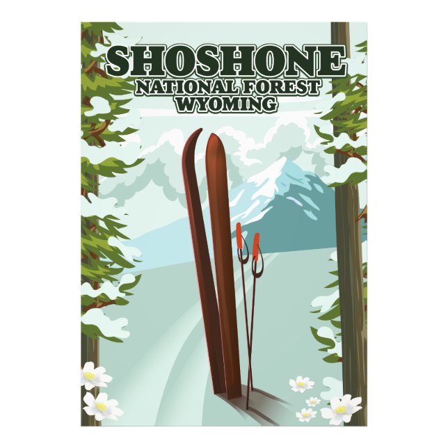 Foto Cartel de viaje de esquí del Bosque Nacional Shosh (Frente)