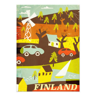 Foto Cartel de viaje de Finlandia de mediados de siglo