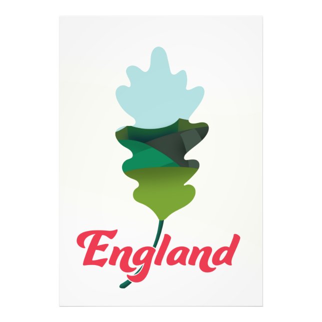Foto Cartel de viaje de hoja de roble de Inglaterra (Frente)