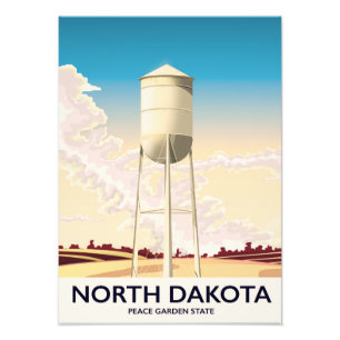 Foto cartel de viaje de la torre de agua de Dakota del
