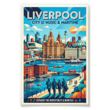 Cartel de viaje de Liverpool