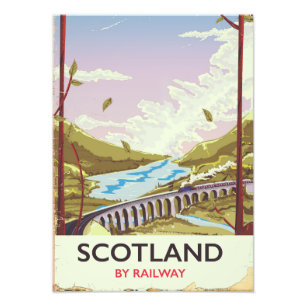 Foto Cartel de viaje de locomotora antigua de Escocia