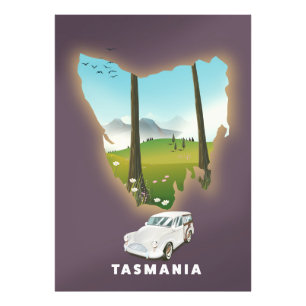 Foto Cartel de viaje de mapa ilustrado de Tasmania.