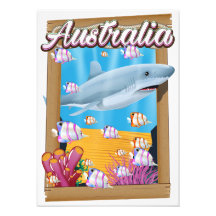 Cartel de viaje de tiburón submarino de Australia