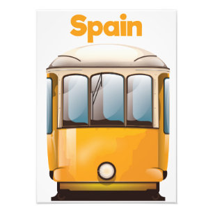 Foto Cartel de viaje de tranvía amarillo de España