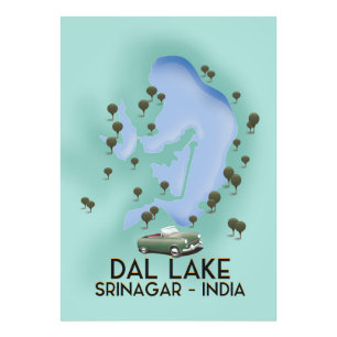 Foto Cartel de viaje del lago Dal, Srinagar, India Mapa