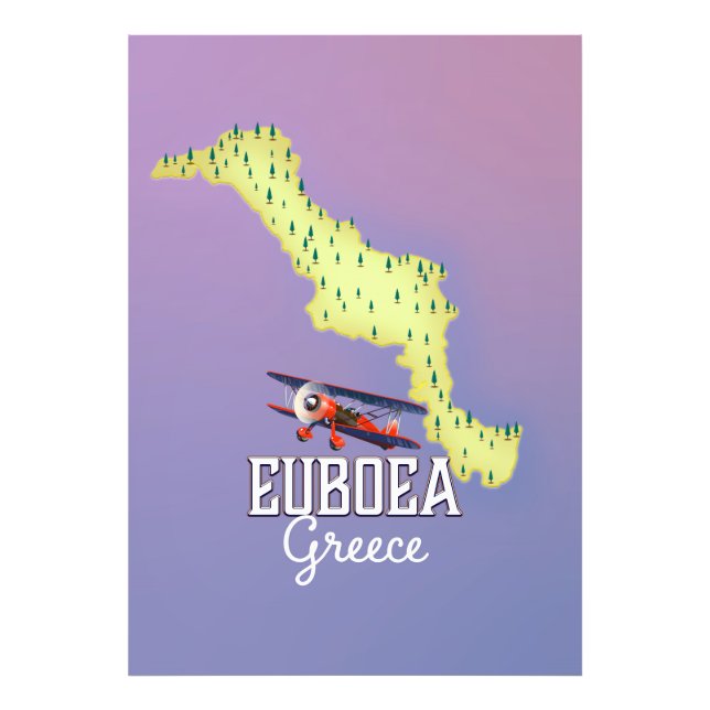 Foto Cartel de viaje del mapa de Eubea Grecia (Frente)
