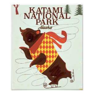 Foto Cartel de viaje del Parque Nacional Katami Alaska