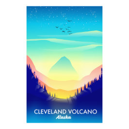 Foto Cartel de viaje del volcán Cleveland Alaska