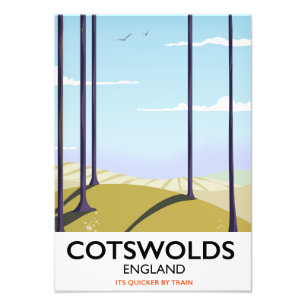 Foto cartel de viaje en tren por el paisaje de Cotswold